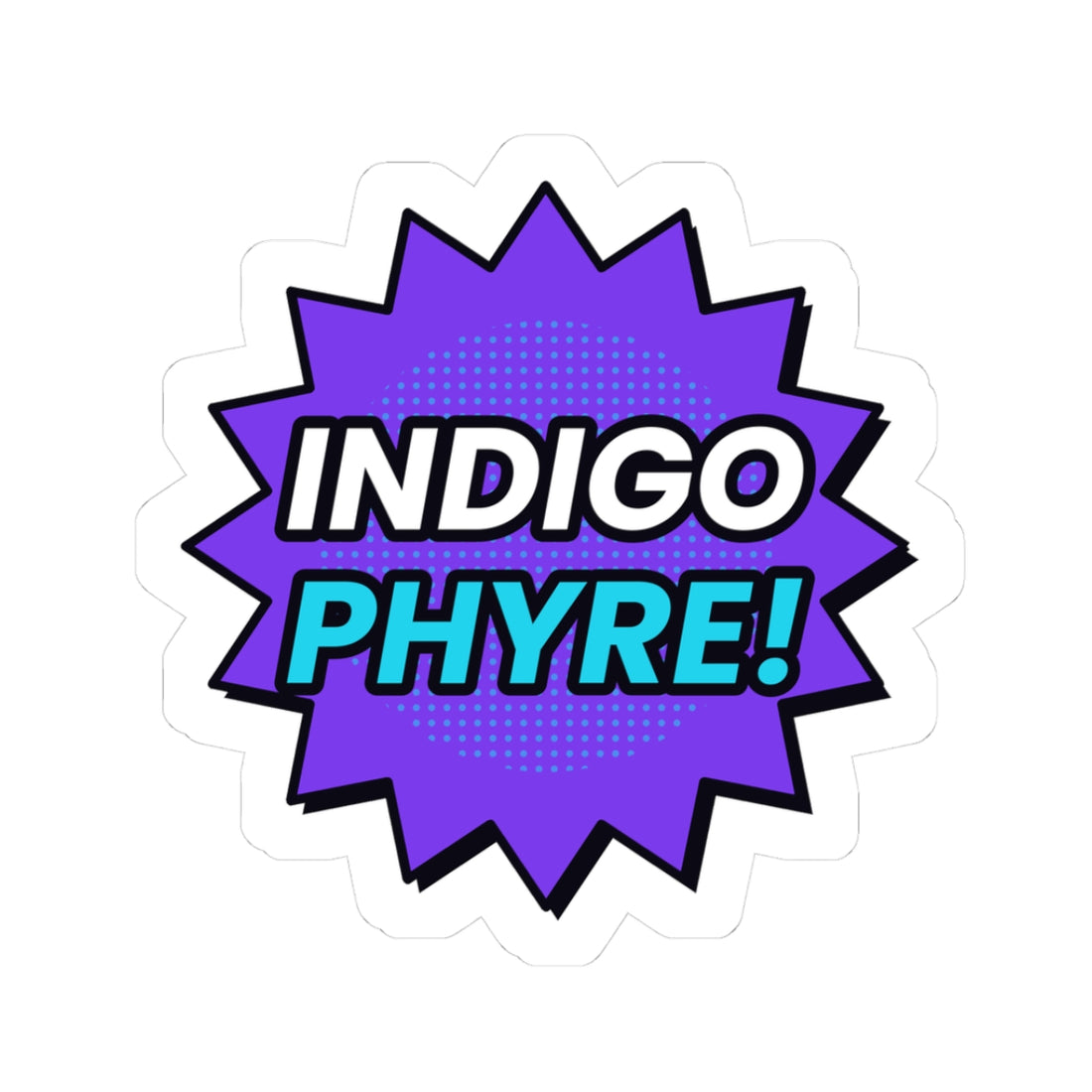 Indigophyre "Indigo Phyre!" Comic Burst Sticker | Kiss-Cut Decal