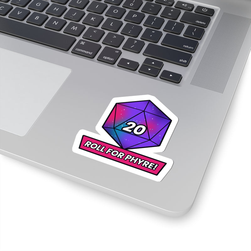 Indigophyre "Roll for Phyre!" D20 Sticker | Kiss-Cut Decal